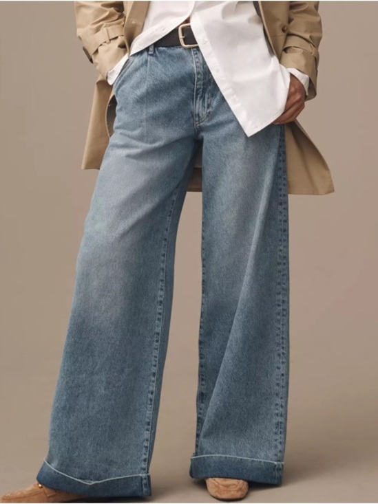 Pilcro Denim - Anthropologie Pilcro High-Rise Pleated Cuff Trouser Jeans